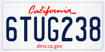 CA license plate 6TUG238