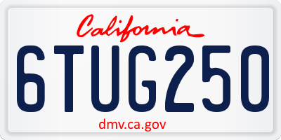 CA license plate 6TUG250