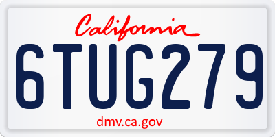 CA license plate 6TUG279