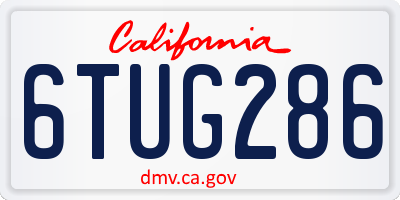 CA license plate 6TUG286