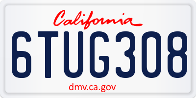 CA license plate 6TUG308