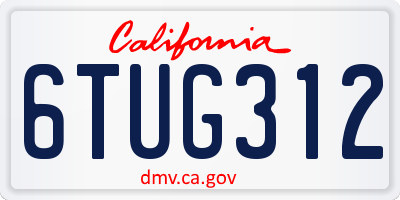 CA license plate 6TUG312