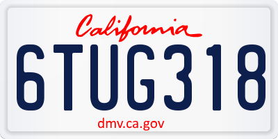 CA license plate 6TUG318