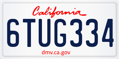 CA license plate 6TUG334