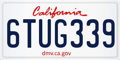 CA license plate 6TUG339
