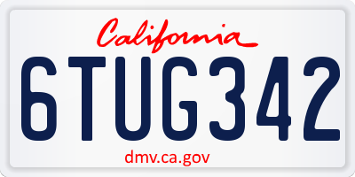 CA license plate 6TUG342