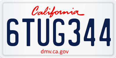 CA license plate 6TUG344