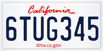 CA license plate 6TUG345