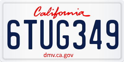 CA license plate 6TUG349