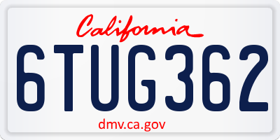 CA license plate 6TUG362