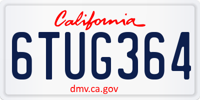 CA license plate 6TUG364