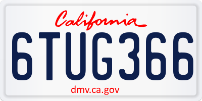 CA license plate 6TUG366