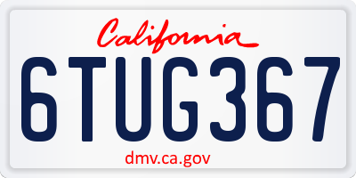 CA license plate 6TUG367