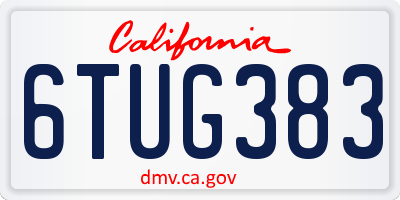 CA license plate 6TUG383