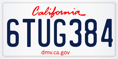 CA license plate 6TUG384