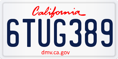CA license plate 6TUG389