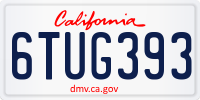 CA license plate 6TUG393