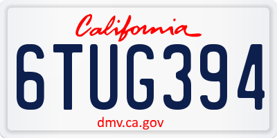 CA license plate 6TUG394