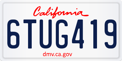 CA license plate 6TUG419