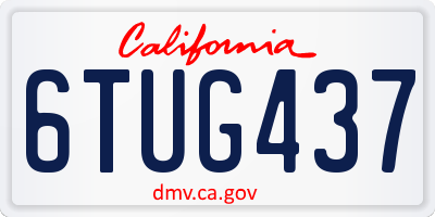 CA license plate 6TUG437