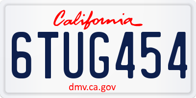 CA license plate 6TUG454