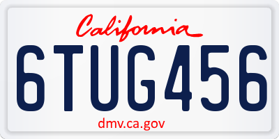 CA license plate 6TUG456