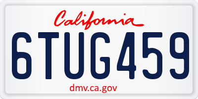 CA license plate 6TUG459