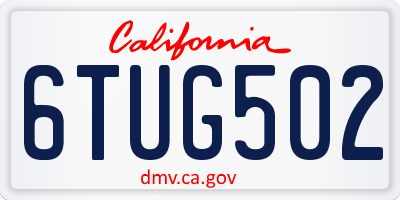 CA license plate 6TUG502