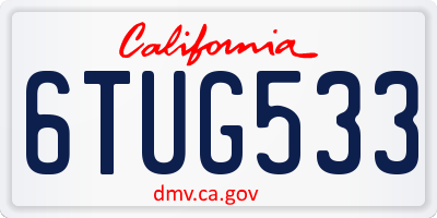 CA license plate 6TUG533