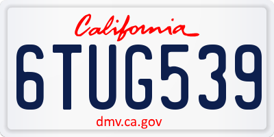 CA license plate 6TUG539