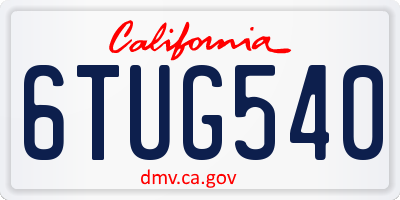 CA license plate 6TUG540