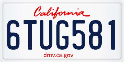 CA license plate 6TUG581