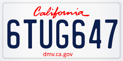 CA license plate 6TUG647