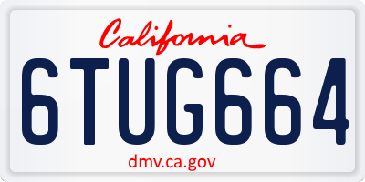 CA license plate 6TUG664