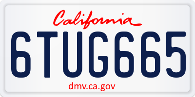 CA license plate 6TUG665
