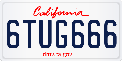 CA license plate 6TUG666