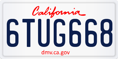 CA license plate 6TUG668