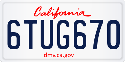 CA license plate 6TUG670