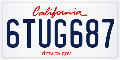 CA license plate 6TUG687