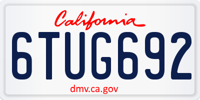 CA license plate 6TUG692