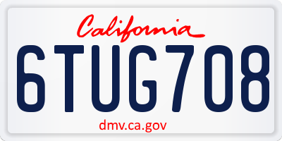 CA license plate 6TUG708