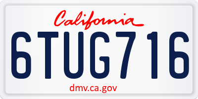 CA license plate 6TUG716