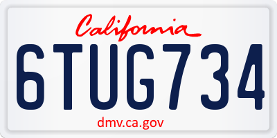 CA license plate 6TUG734