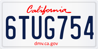 CA license plate 6TUG754