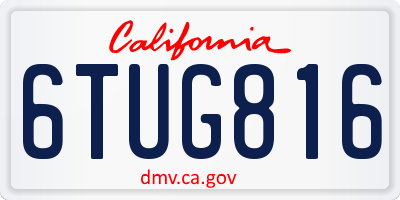CA license plate 6TUG816