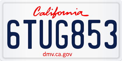 CA license plate 6TUG853