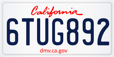 CA license plate 6TUG892