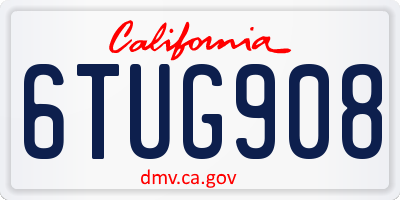 CA license plate 6TUG908