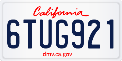 CA license plate 6TUG921