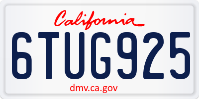 CA license plate 6TUG925
